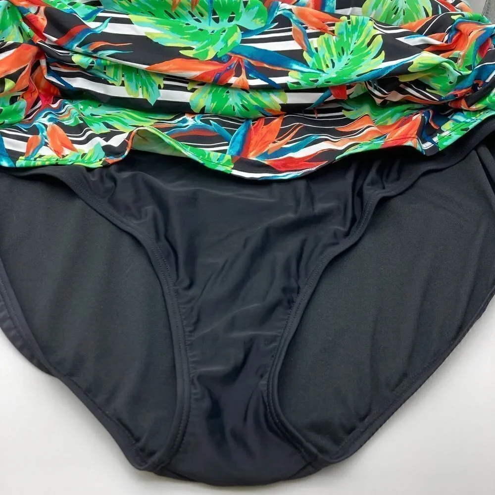 St.John's Bay One-Piece Plus Size Swimwear Birds Paradise Flower Size 24W